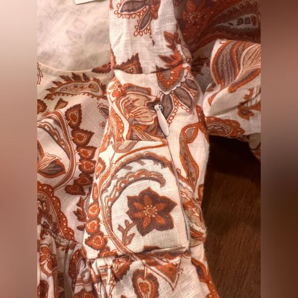 Anthropologie Paisley Puff-Sleeve Babydoll Blouse Scoop Neck Boho Cotton L NWT - Picture 9 of 9